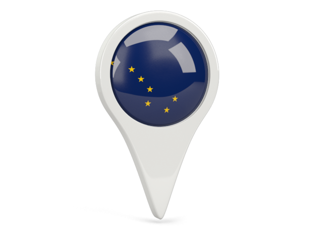 Round pin icon. Download flag icon of Alaska