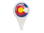 Flag of state of Colorado. Round pin icon. Download icon