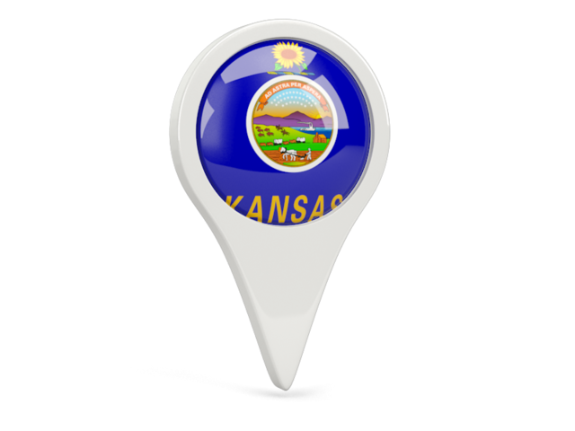 Round pin icon. Download flag icon of Kansas