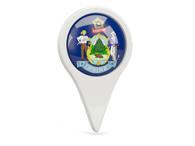 Round pin icon. Download flag icon of Maine