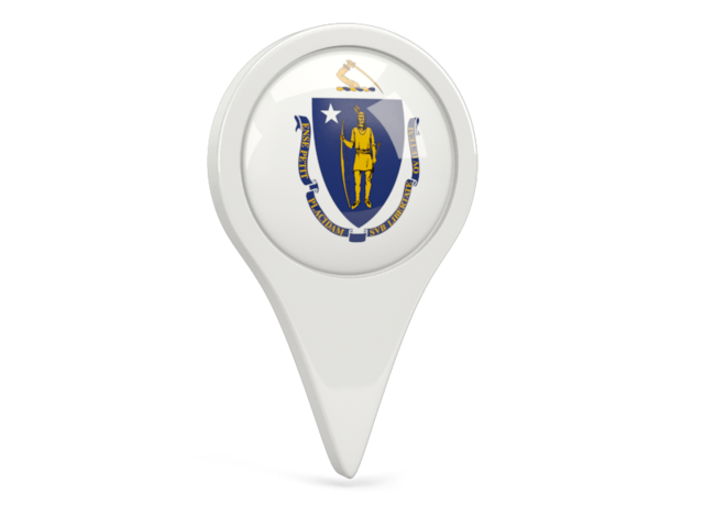 Round pin icon. Download flag icon of Massachusetts