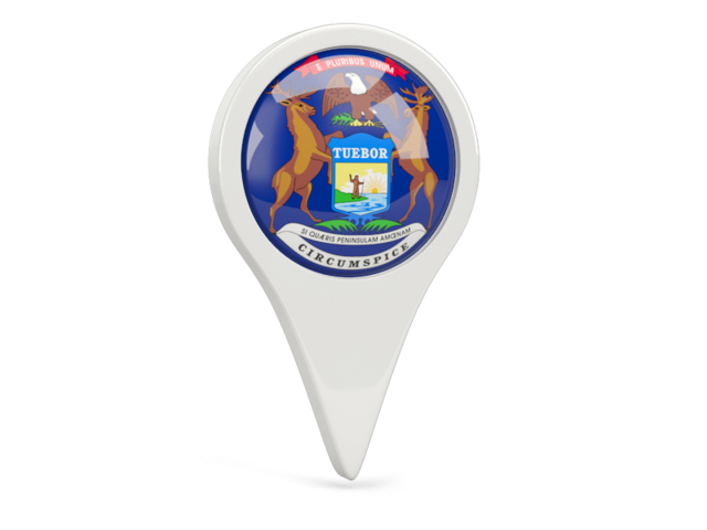 Round pin icon. Download flag icon of Michigan