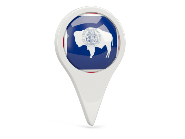 Round pin icon. Download flag icon of Wyoming
