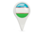 Uzbekistan. Round pin icon. Download icon.