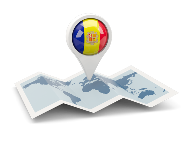 Round pin with map. Download flag icon of Andorra at PNG format