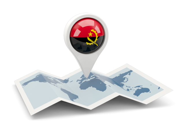 Круглая иконка над картой мира. Скачать флаг. Ангола