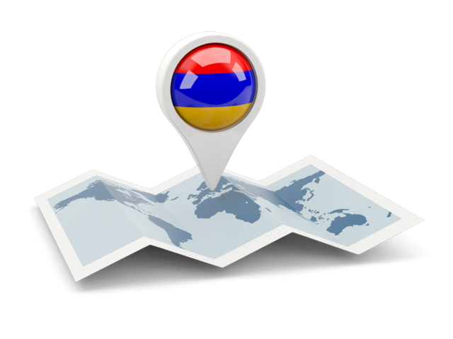 Круглая иконка над картой мира. Скачать флаг. Армения