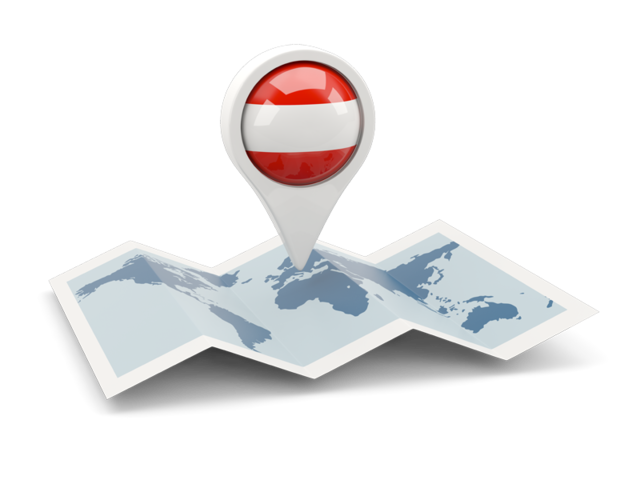 Round pin with map. Download flag icon of Austria at PNG format
