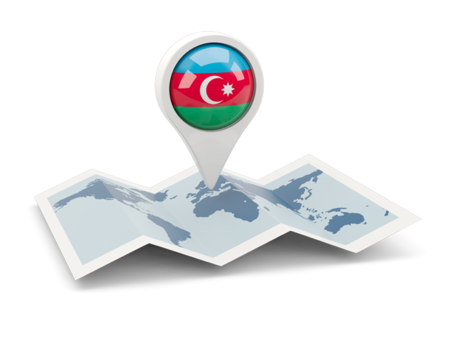 Круглая иконка над картой мира. Скачать флаг. Азербайджан