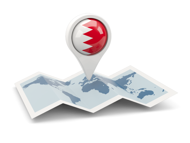Круглая иконка над картой мира. Скачать флаг. Бахрейн