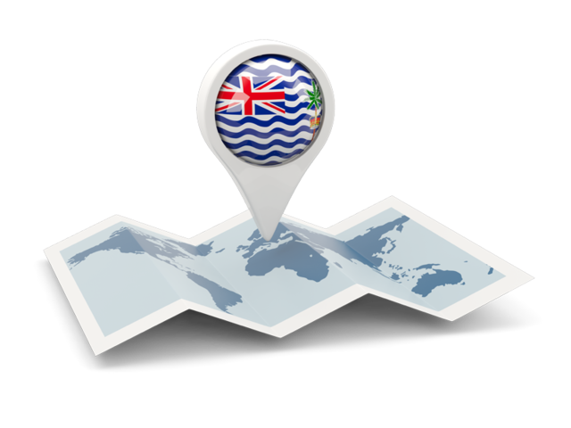 Круглая иконка над картой мира. Скачать флаг. Британская территория в Индийском океане