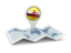 Бруней. Круглая иконка над картой мира. Скачать иллюстрацию.