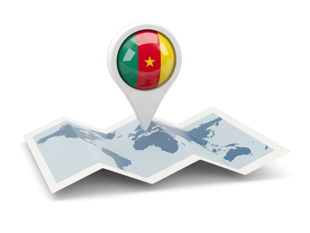 Round pin with map. Download flag icon of Cameroon at PNG format