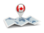 Canada. Round pin with map. Download icon.