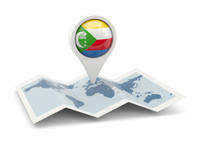 Round pin with map. Download flag icon of Comoros at PNG format
