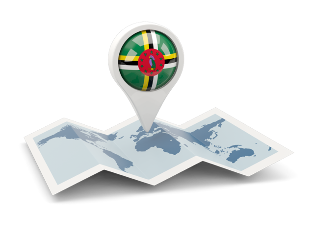 Round pin with map. Download flag icon of Dominica at PNG format