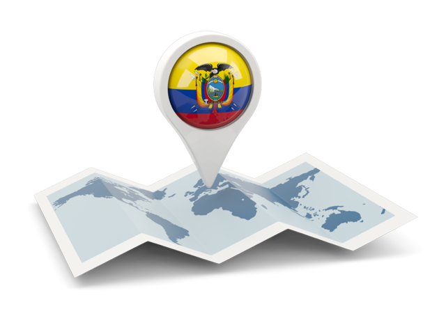 Круглая иконка над картой мира. Скачать флаг. Эквадор