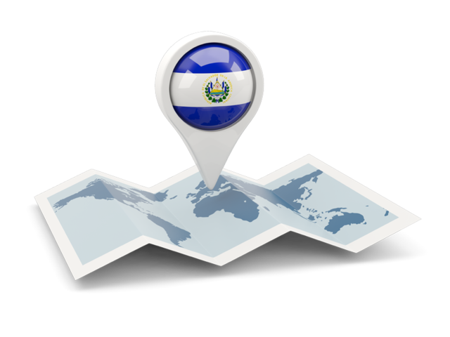 Круглая иконка над картой мира. Скачать флаг. Сальвадор