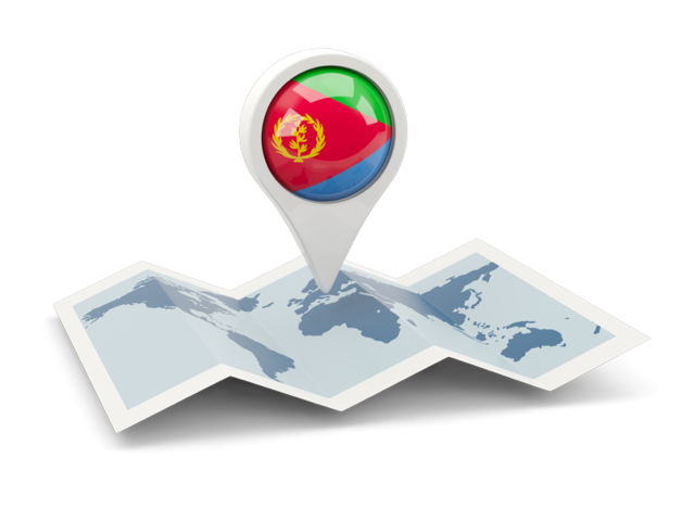 Круглая иконка над картой мира. Скачать флаг. Эритрея