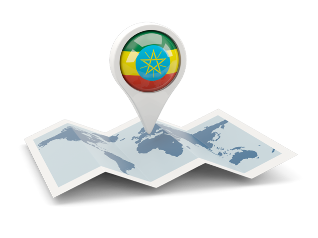 Round pin with map. Download flag icon of Ethiopia at PNG format