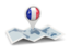 France. Round pin with map. Download icon.