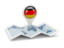 Germany. Round pin with map. Download icon.