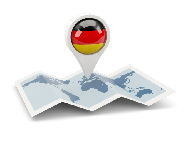 Круглая иконка над картой мира. Скачать флаг. Германия