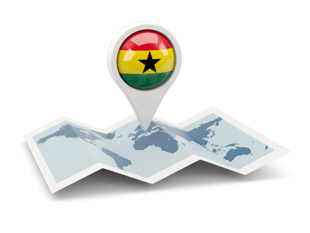 Круглая иконка над картой мира. Скачать флаг. Гана