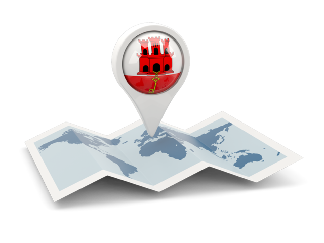 Круглая иконка над картой мира. Скачать флаг. Гибралтар