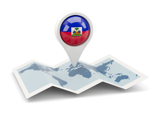 Круглая иконка над картой мира. Скачать флаг. Гаити