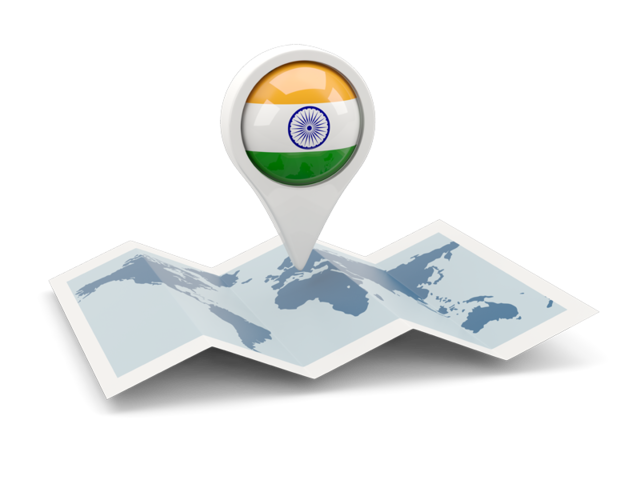 Круглая иконка над картой мира. Скачать флаг. Индия