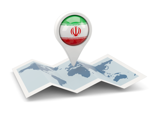 Круглая иконка над картой мира. Скачать флаг. Иран