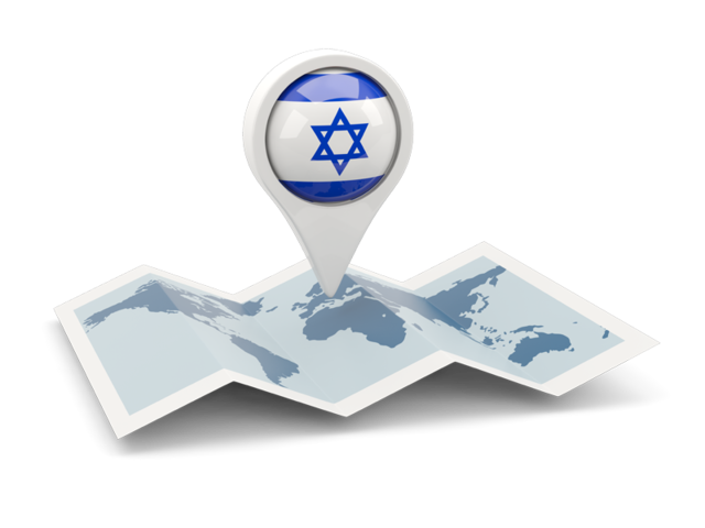 Круглая иконка над картой мира. Скачать флаг. Израиль