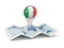 Italy. Round pin with map. Download icon.