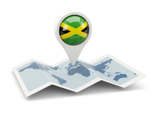 Круглая иконка над картой мира. Скачать флаг. Ямайка