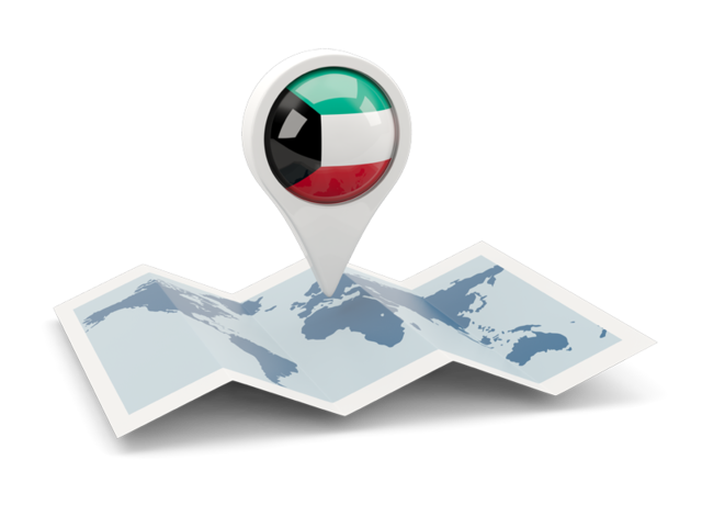 Round pin with map. Download flag icon of Kuwait at PNG format