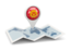 Kyrgyzstan. Round pin with map. Download icon.