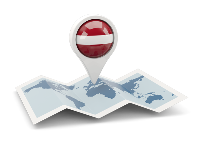 Круглая иконка над картой мира. Скачать флаг. Латвия