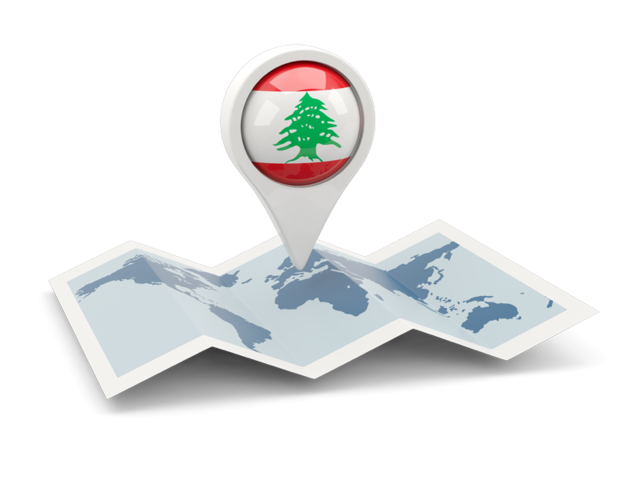 Круглая иконка над картой мира. Скачать флаг. Ливан