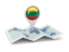 Lithuania. Round pin with map. Download icon.