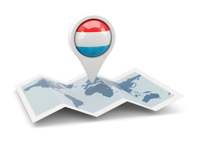 Круглая иконка над картой мира. Скачать флаг. Люксембург