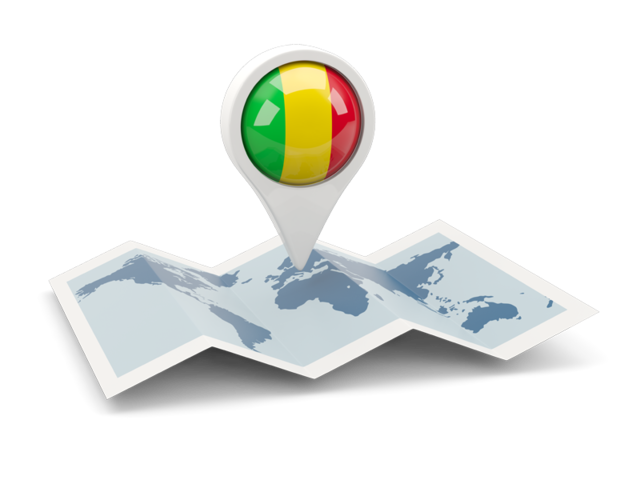 Круглая иконка над картой мира. Скачать флаг. Мали