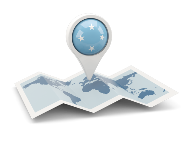 Круглая иконка над картой мира. Скачать флаг. Микронезия