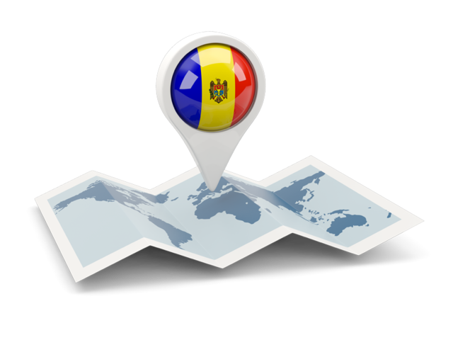 Round Pin With Map Illustration Of Flag Of Moldova   Moldova 640 