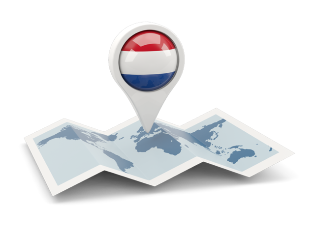 Round Pin With Map Illustration Of Flag Of Netherlands