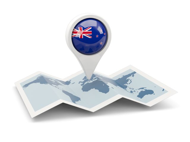Круглая иконка над картой мира. Скачать флаг. Новая Зеландия