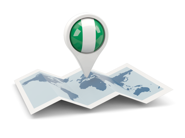 Round pin with map. Download flag icon of Nigeria at PNG format
