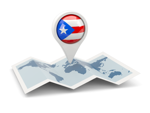 Круглая иконка над картой мира. Скачать флаг. Пуэрто-Рико