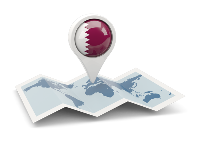 Round pin with map. Download flag icon of Qatar at PNG format