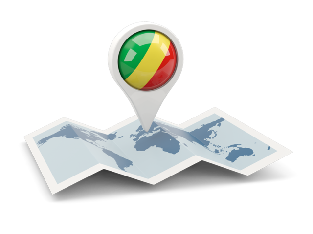 Круглая иконка над картой мира. Скачать флаг. Республика Конго